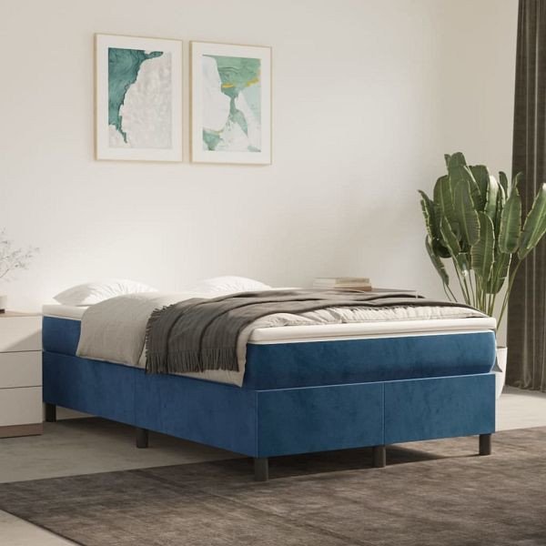 vidaXL Boxspringbett mit Matratze Dunkelblau 120x200 cm Samt, 3144673