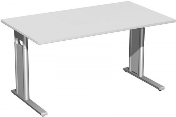 geramöbel Schreibtisch höhenverstellbar, C Fuß Blende optional, 1400x800x680-820, Lichtgrau/Silber, N-647145-LS