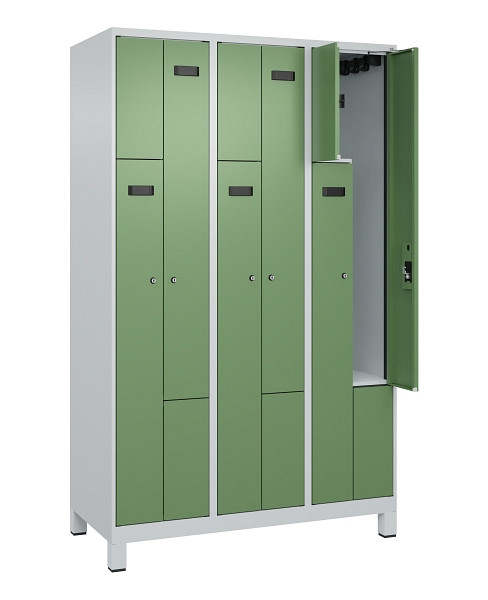 C+P Z-Spind Evolo PLUS, Füße, 6 Fächer, 1950x1200x500mm, 7035/6011, Zylinderschloss, 049013-326 S10038