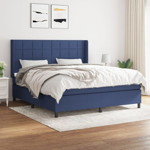 vidaXL Boxspringbett mit Matratze Blau 180x200 cm Stoff, 3131455