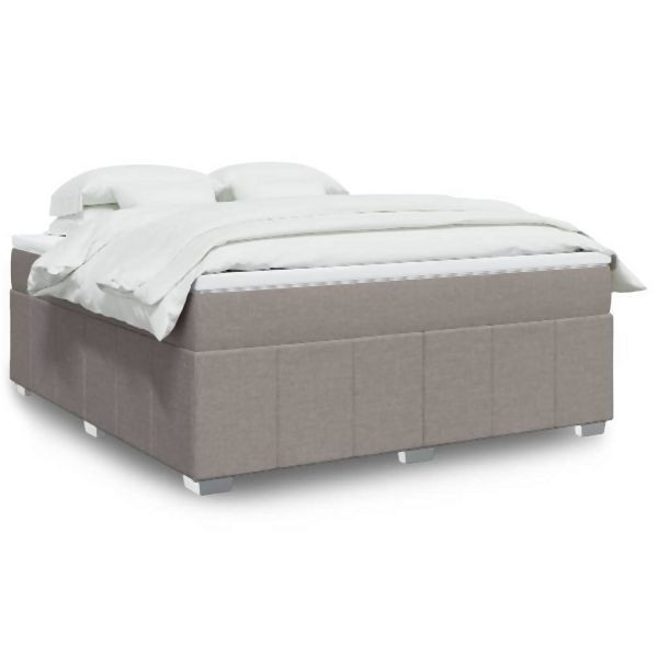 vidaXL Boxspringbett mit Matratze Taupe 180x200 cm Stoff, 3285495
