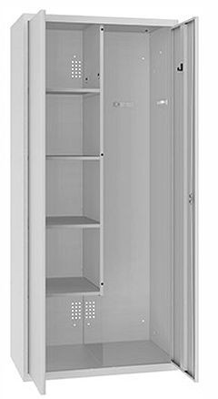 Eurobox Geräteschrank/Putzmittelschrank + Besenfach, 2 Abteile / 4 Fächer, 1.800 x 600 x 500 mm, 0990-000062