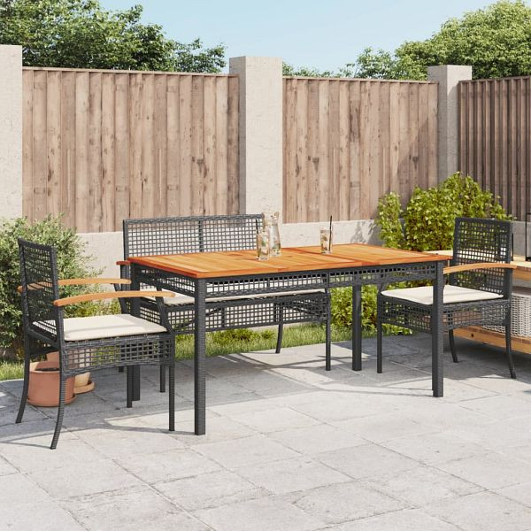 vidaXL 5-teilig Garten-Essgruppe mit Kissen Schwarz Poly Rattan, 3213568