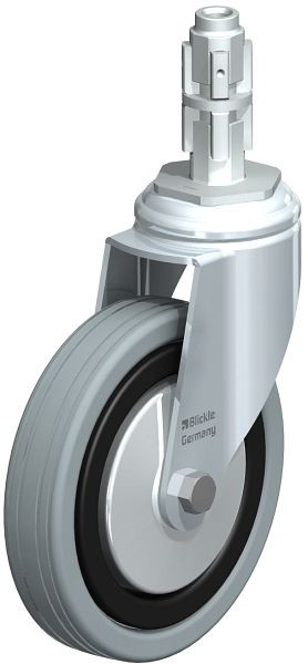 Blickle LKRA-VPA 125K-11-FA-E13 Apparate-Lenkrolle mit Expander, Vollgummi, Grau, 226894