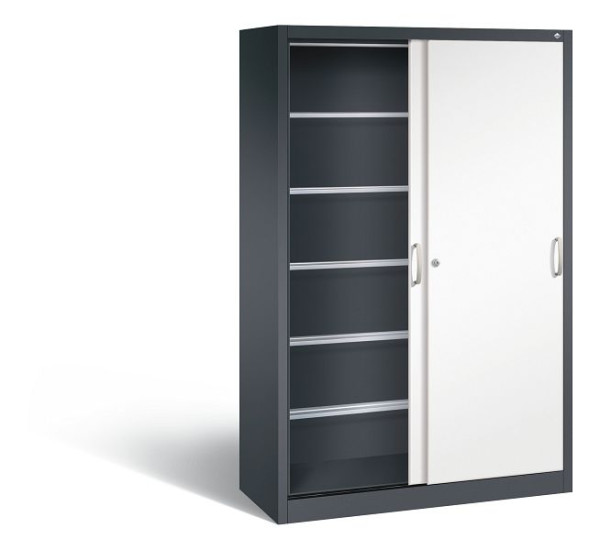 C+P Schiebetürenschrank Acurado, H1950xB1200xT500mm, Farbe: Schwarzgrau / Verkehrsweiß, Bügelgriff, 2050-60 S10033