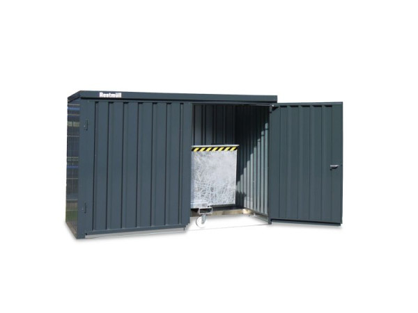 FLADAFI Materialcontainer MC 1300, verzinkt, zerlegt, ohne Boden, Doppelflügeltür (symmetrisch) auf der 3 m Seite, F13210301-F911