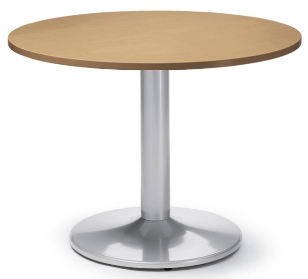 Deskin Besprechungs- und Konferenztisch MODUL, Platte Dekor Nuss, Gestell Alusilber RAL 9006, Durchmesser 1000 mm, H 735 mm, 267207