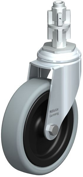 Blickle LKRA-VPA 126G-11-E14 Apparate-Lenkrolle mit Expander, Vollgummi, Grau, 351122