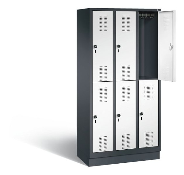 C+P Spind doppelstöckig Evolo, H1800xB900xT500mm, Farbe: Schwarzgrau / Verkehrsweiß, 48320-30 S10658