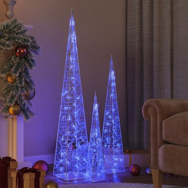 vidaXL LED-Leuchtkegel-Set Acryl Deko Blau 60/90/120cm, 328973