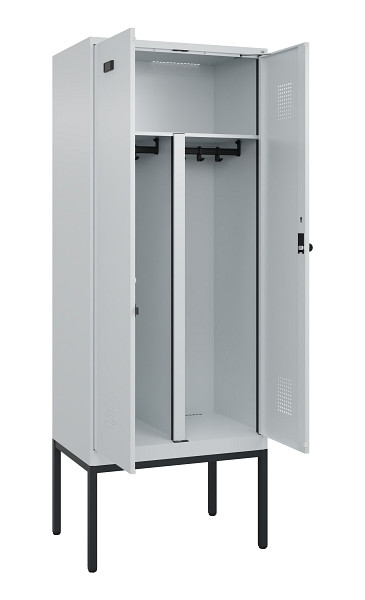 C+P PSA Doppel-Spind Evolo PLUS, Gestell, 2 Abteile, 2120x800x500mm, 7035/7035, Drehriegel, 0490327-22P S10013