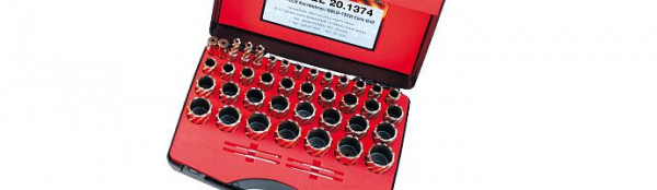 Karnasch Set DELUXE, Gold-Line55 39 HSS-XE unbeschichtete Kernbohrer: Nutzlänge 55mm, Nitto/Uni-Schaft 19mm, 201374