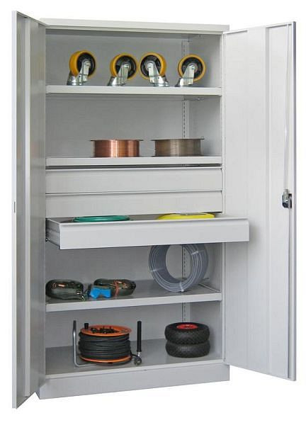 Pavoy Schwerlastschrank 1950/630/1040, Drehgriff, ohne Trennwand, 3 Böden, Schubladen: 3x125, 36362-104-003-910905