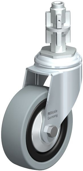Blickle LKRA-VPA 101K-11-FA-E14 Apparate-Lenkrolle mit Expander, Vollgummi, Grau, 350728