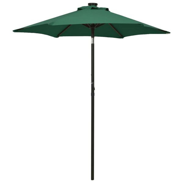 vidaXL Sonnenschirm mit LED-Beleuchtung Grün 200x211 cm Alu, 313558