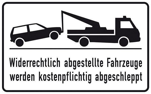 SafetyMarking Haltverbotsschild, Widerrechtlich abgestellte Fahrzeuge werden kostenpflichtig abgeschleppt, BxH 40x25 cm, Aluminium, 11.5174
