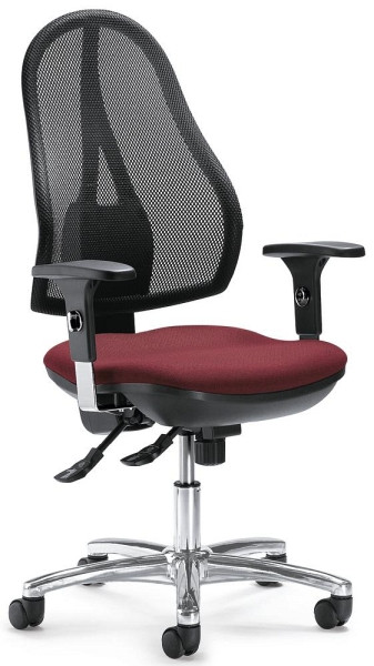 Deskin Bürodrehstuhl COMFORT NET DELUXE inkl. Armlehnen, Armlehnen höhenverstellbar, Fußkreuz verchromt, Bezug Stoff Basic G, Farbe bordeaux, 254676