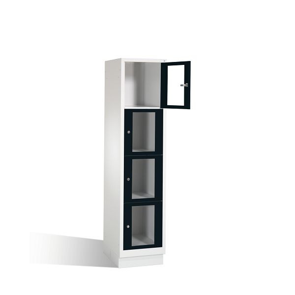 C+P Schließfachschrank Classic, H1800xB420xT500mm, Farbe: Lichtgrau / Schwarzgrau, 8020A124 S10005