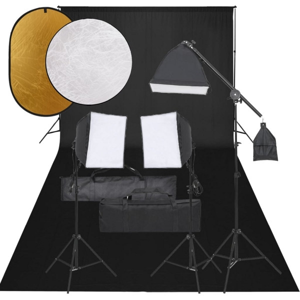 vidaXL Fotostudio-Set mit Beleuchtung, Hintergrund und Reflektor, 3094689