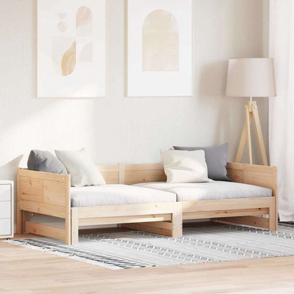 vidaXL Ausziehbares Tagesbett Braun 180 x 200 cm Massivholz Kiefer, 834678