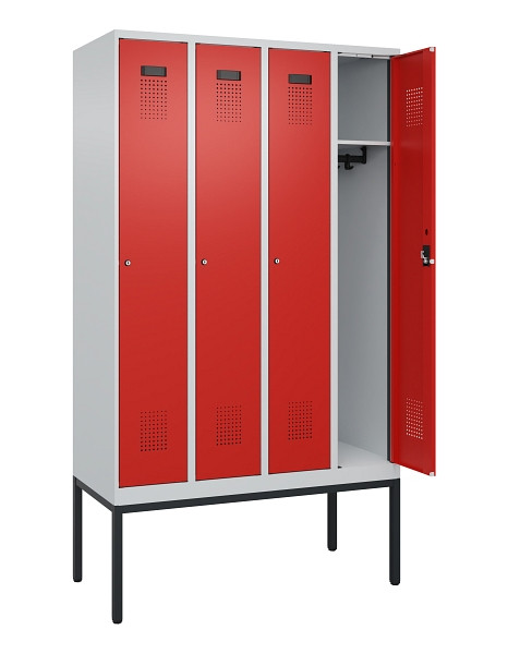 C+P Spind Evolo PLUS, Gestell, 4 Abteile, 2120x1200x500mm, 7035/3020, Verschluss Zylinderschloss, Ablageböden 4, 0490307-40 S10032