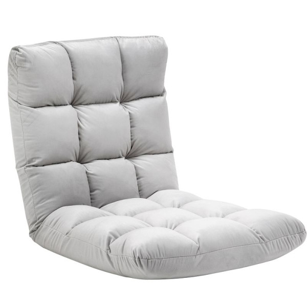 HOMCOM Sessel Gästematratze Bodensessel, verstellbare Rückenlehne, Velouroptik, 833-908GY