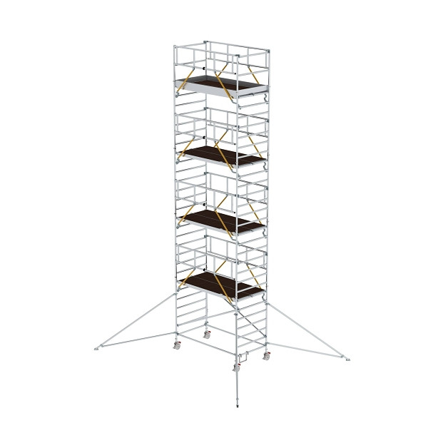 Munk Günzburger Steigtechnik Rollgerüst SG 1,35 x 2,45 m mit Ausleger & Doppel-Plattform Plattformhöhe 8,39 m, 168839