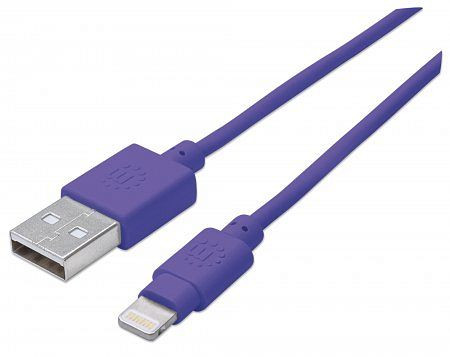 MANHATTAN iLynk Lightning auf USB Kabel für iPad/iPhone/iPod, A-Stecker / Lightning-Stecker, 15 cm, lila, 394451