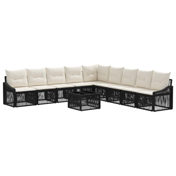 vidaXL Gartensofa-set 10-teilig Schwarz Poly-Rattan, 3436030