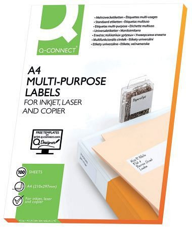 Q-Connect Inkjet+Laser+Kopier-Etiketten - 70,0x36,0 mm, weiß, 2400 Stück/100, KF10646