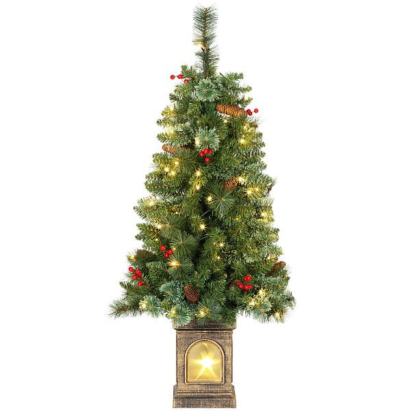 HOMCOM Künstlicher Weihnachtsbaum 120 cm Tannenbaum künstlich mit 100 LED Beleuchtung, 8 Modi, 214 Spitzen, 83C-153V90GN