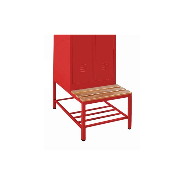 Lüllmann Sitzbankuntergestell mit Schuhrost, Sitzauflagen buche, 400 x 315 x 800 mm, feuerrot, 524210R