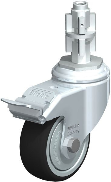 Blickle LKRA-PATH 80K-11-FI-FK-E14 Apparate-Lenkrolle mit Expander & Feststeller, Thermoplastisches Polyurethan, Grau, 848722