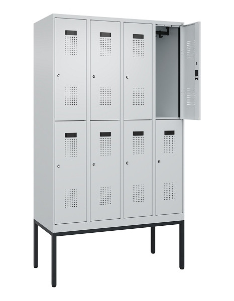 C+P Doppelstock-Spind Evolo PLUS, Gestell, 8 Fächer, 2120x1200x500mm, 7035/7035, Zylinderschloss, 0493307-40 S10040