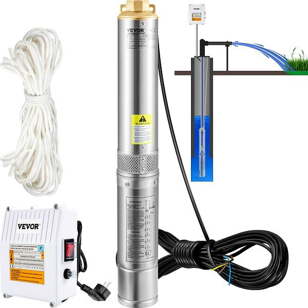 VEVOR 4" Tiefbrunnenpumpe Rohrpumpe Brunnenpumpe Tauchpumpe Pumpe 1100W 190L/min, SJQSBWZQDHOC1UYDZV2