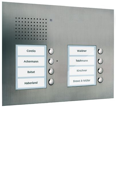 TCS Audio Außenstation Serie PUK 8 Klingeltasten (rechtsbündig), 2-spaltig, UP Edelstahl, PUK08/2-ES