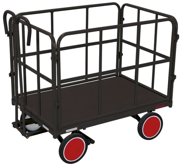 VARIOfit Handpritschenwagen mit 4 Rohrgitterwänden, Außenmaß: 1.120 x 715 x 1.200 mm, RAL 7016 anthrazitgrau, Radsatz: Vollgummibereifung, zu-45101/AG