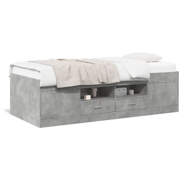 vidaXL Tagesbett mit Schubladen Betongrau 90x190 cm Holzwerkstoff, 3280254