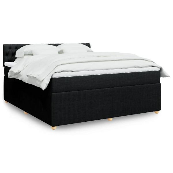 vidaXL Boxspringbett mit Matratze Schwarz 180x200 cm Stoff, 3287544
