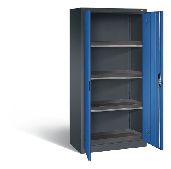 C+P Umweltschrank Acurado, H1950xB930xT500mm, Farbe: Schwarzgrau / Enzianblau, Muldengriff, 8921-316 S10161