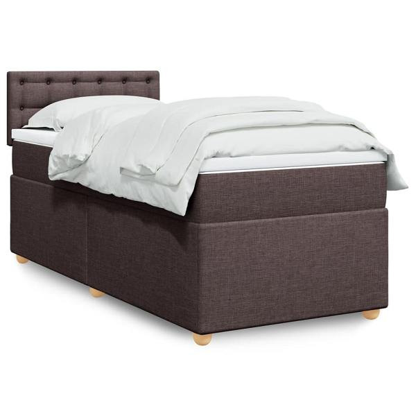 vidaXL Boxspringbett mit Matratze Dunkelbraun 90x190 cm Stoff, 3286552