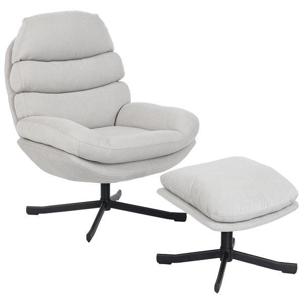 HOMCOM Relaxsessel mit Hocker Sessel Loungesessel mit Chenille-Stoff, Modern Fernsehsessel, 78 x 93 x 100 cm, Cremeweiß, 83B-547V00CW