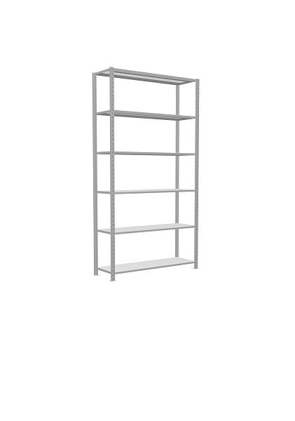 Schulte Grundregal, Steckregal MULTIplus250, 2500 x 1300 x 400 mm, 6 Fachböden, Kreuzstrebe, RAL 7035 lichtgrau, 32841-130