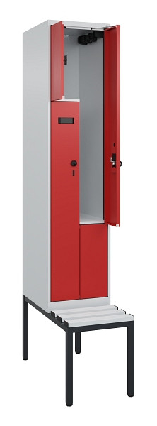 C+P Z-Spind Evolo PLUS, Bank, 2 Fächer, 2120x400x815mm, 7035/3000, Drehriegel, Sitzfläche Kunststoff, Sitzbank, 0490537-122 S10057
