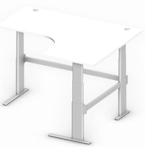 Deskin Sitz-/Stehtisch Jumboform Comfort MULTI M, Dekor weiß, B 1800/800 x T 1400/800 x H 655-1305 mm, Freiform rechtsseitig, 275374