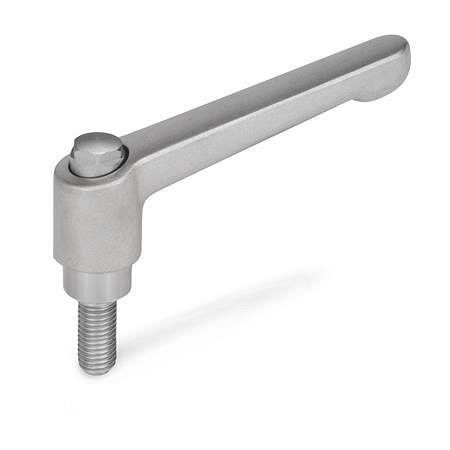 Ganter Verstellbare Edelstahl-Klemmhebel, mit Schraube, matt gestrahlt (GN 300.5-78-M8-32-AS), VE: 5 Stück, 300.5-78-M8-32-AS