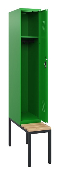C+P Spind Evolo PLUS, 1 Abteil, 1950x300x815mm, 6037/6037, Zylinderschloss, Sitzfläche Holz, Sitzbank, 0490505-10 S10053