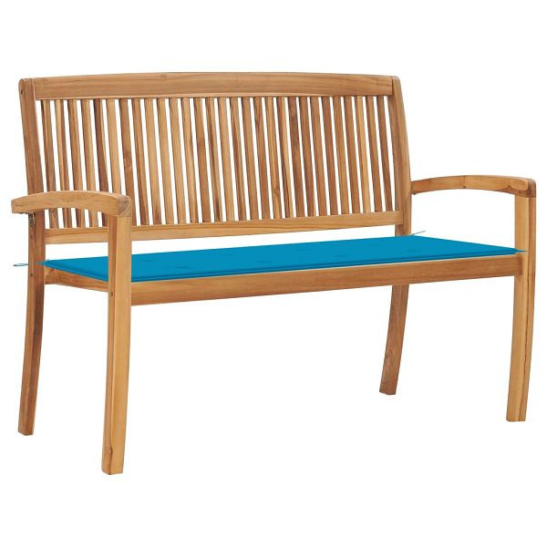 vidaXL Stapelbare Gartenbank mit Auflage 128,5 cm Massivholz Teak, 3063283