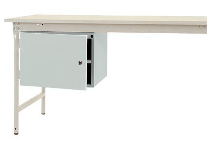 Manuflex Gehäuse-Unterbau stationär, Nutzhöhe 300 mm mit 1 Tür und Einlegeboden, für Tischtiefe 800 mm, Lichtgrau, ZB4704.7035
