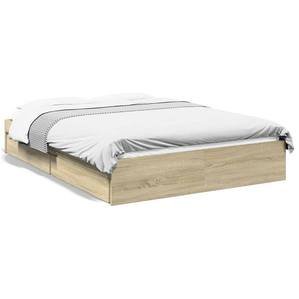 vidaXL Bettgestell mit Schubladen Sonoma-Eiche 140x190cm Holzwerkstoff, 3280659
